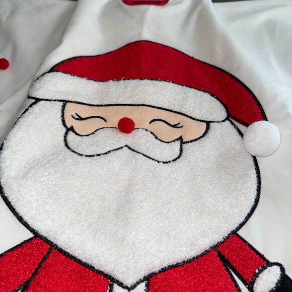NEW Christmas Tree Fabric Skirt Santa Red and White Round 48 inches Buttons - Picture 3 of 8
